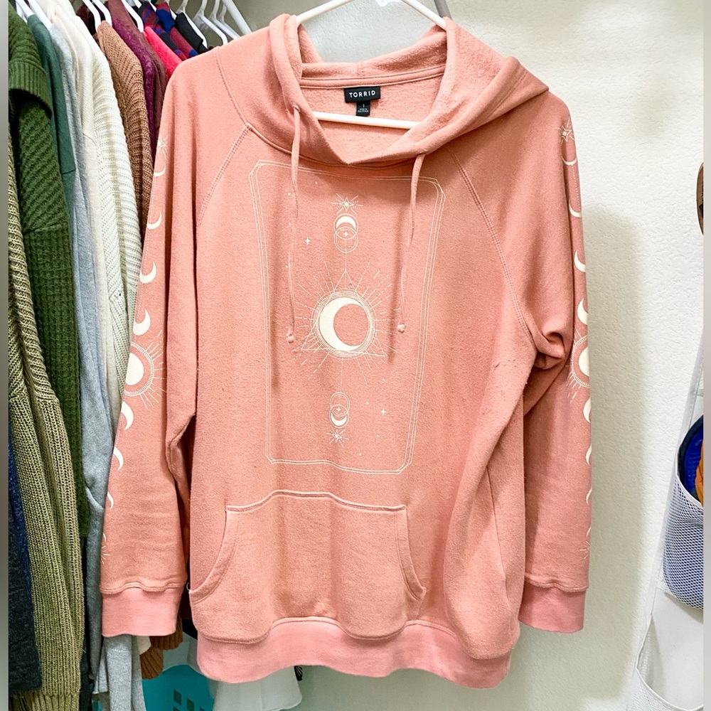Torrid pink celestial moon lightweight hoodie